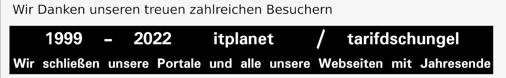 itplanet Wir schließen  unsere Portale mit Ende 2022